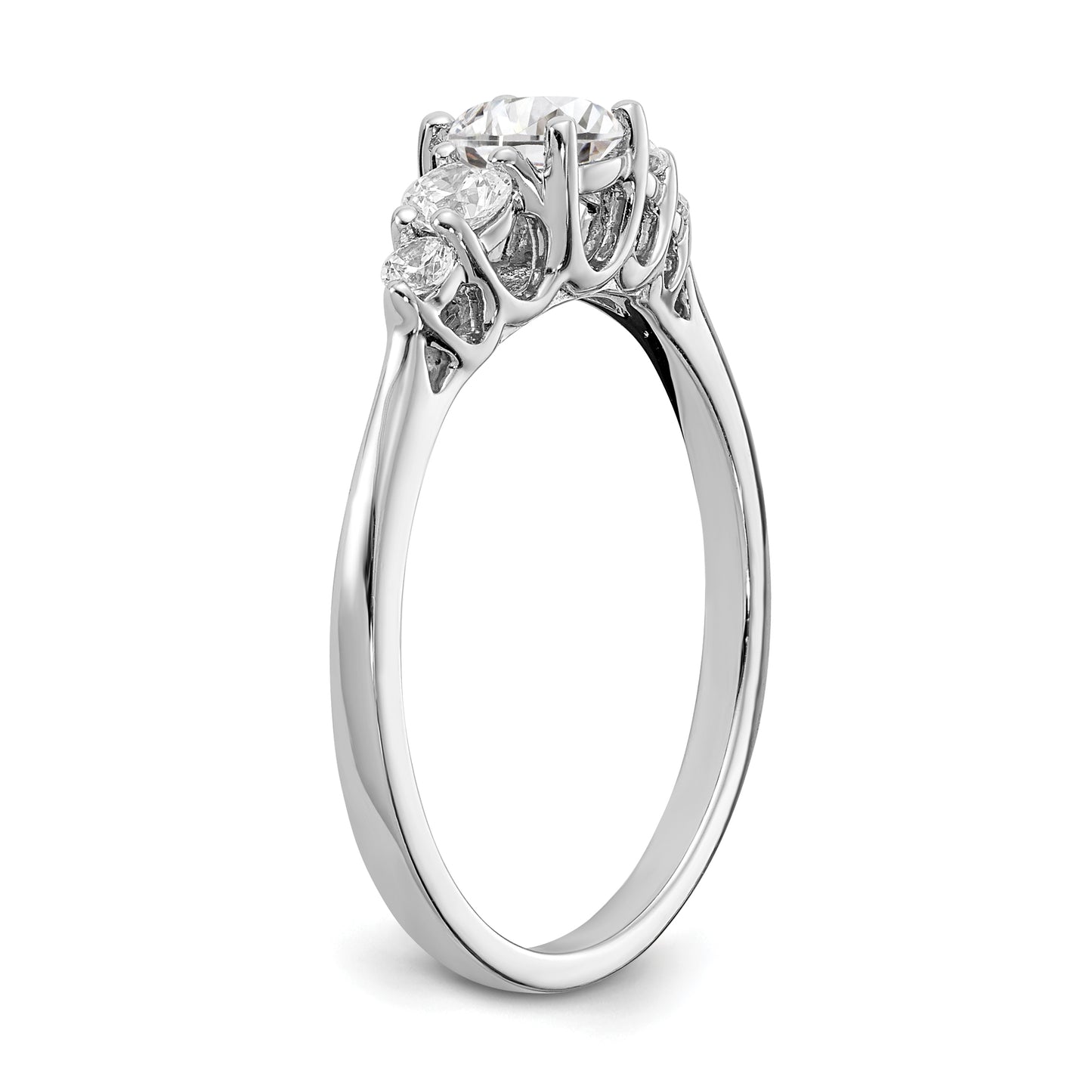 0.45ct. CZ Solid Real 14k White Gold 3-Stone Plus Engagement Ring