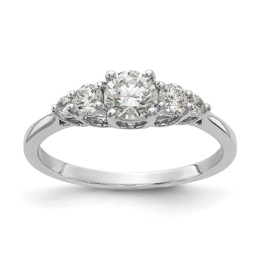 0.45ct. CZ Solid Real 14k White Gold 3-Stone Plus Engagement Ring