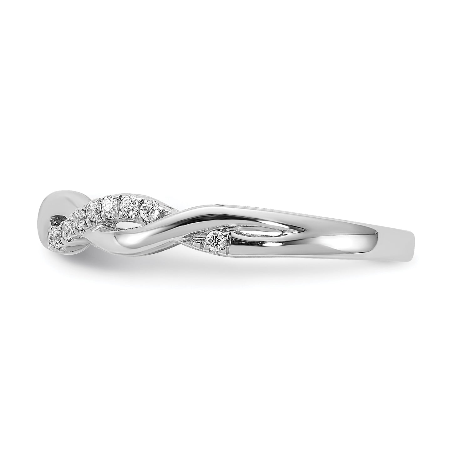 0.12ct. CZ Solid Real 14k White Gold Twist Design Wedding Wedding Band Ring