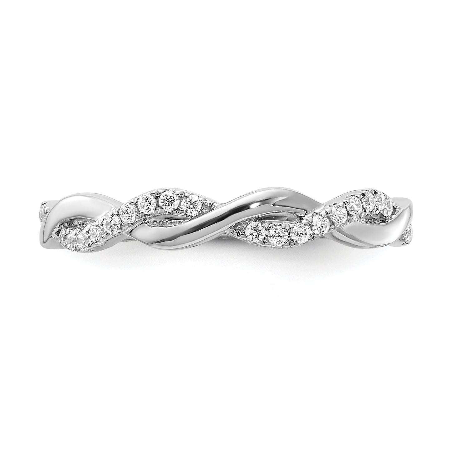 0.12ct. CZ Solid Real 14k White Gold Twist Design Wedding Wedding Band Ring