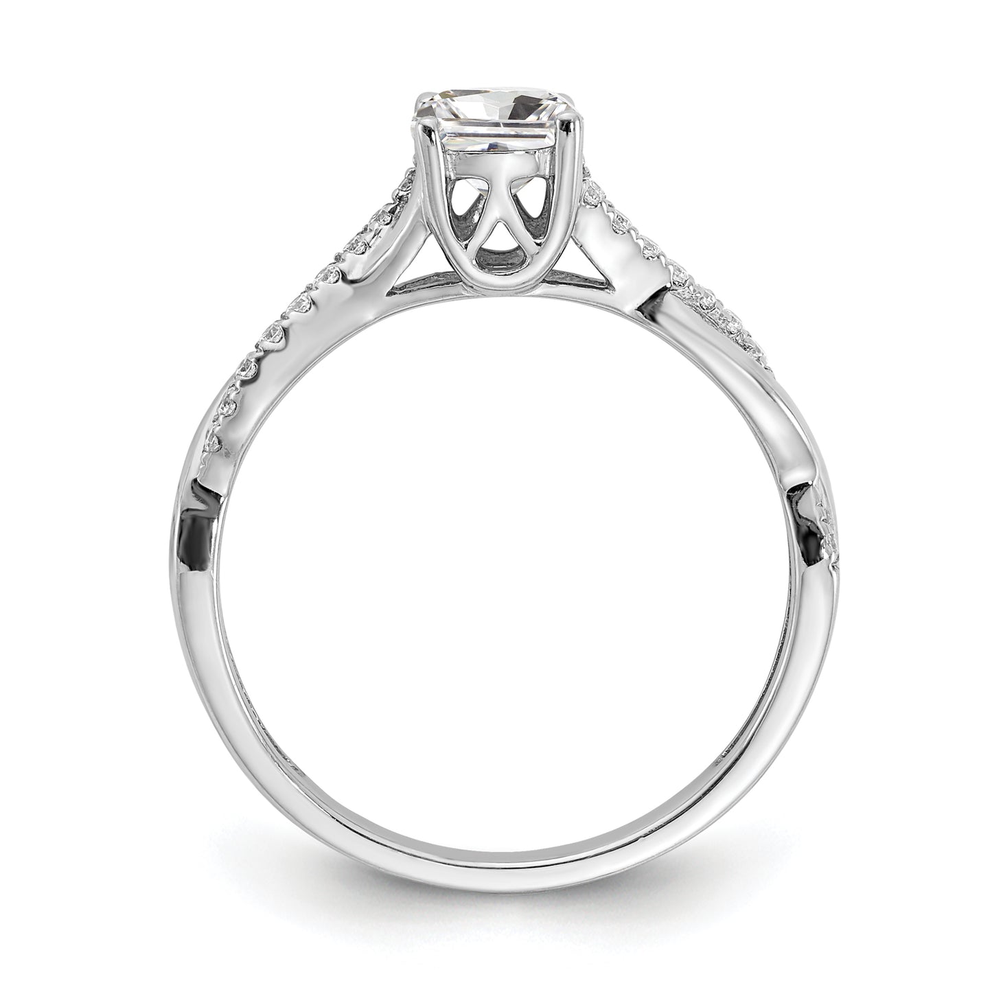 0.50ct. CZ Solid Real 14k White Gold Twist Design Engagement Ring