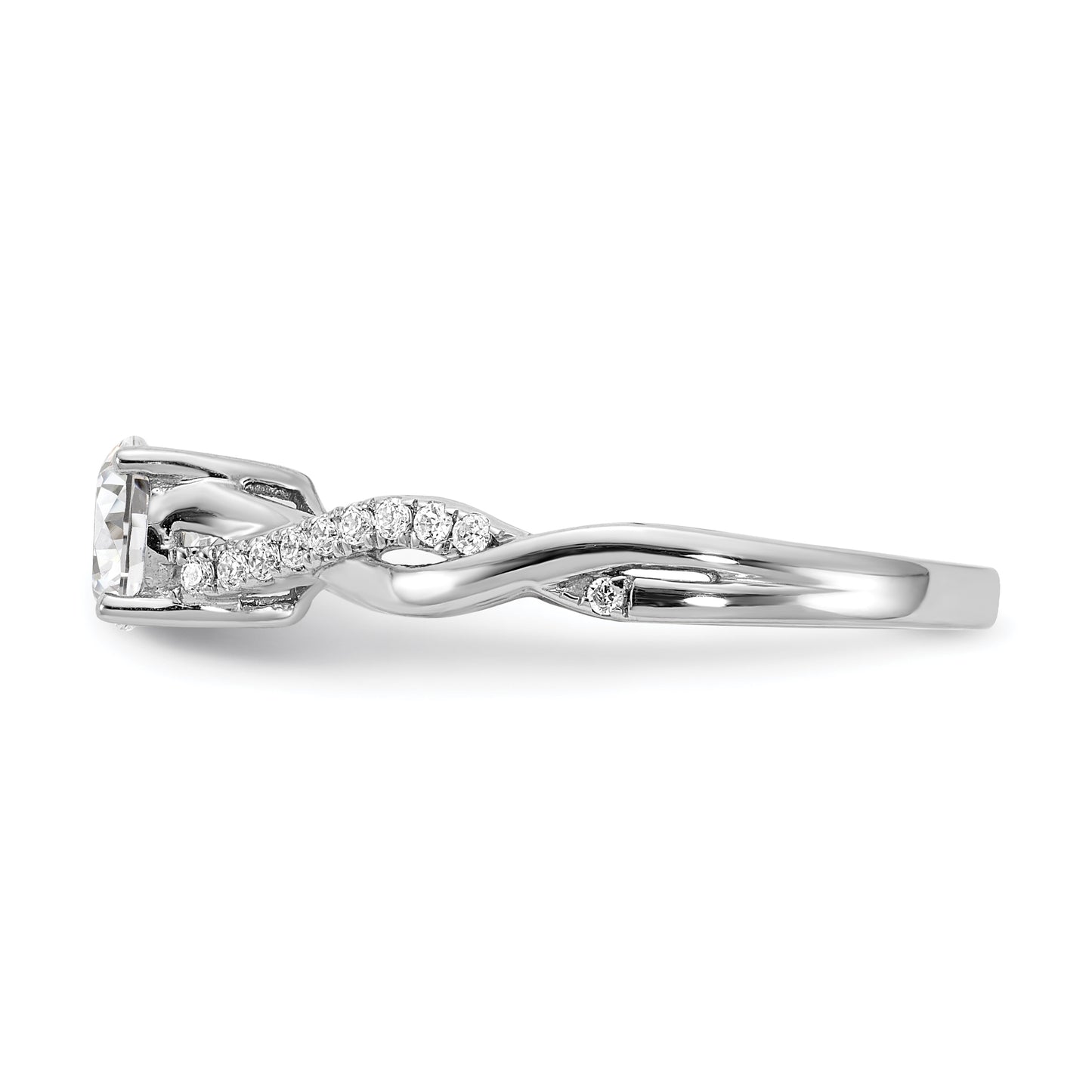 0.50ct. CZ Solid Real 14k White Gold Twist Design Engagement Ring