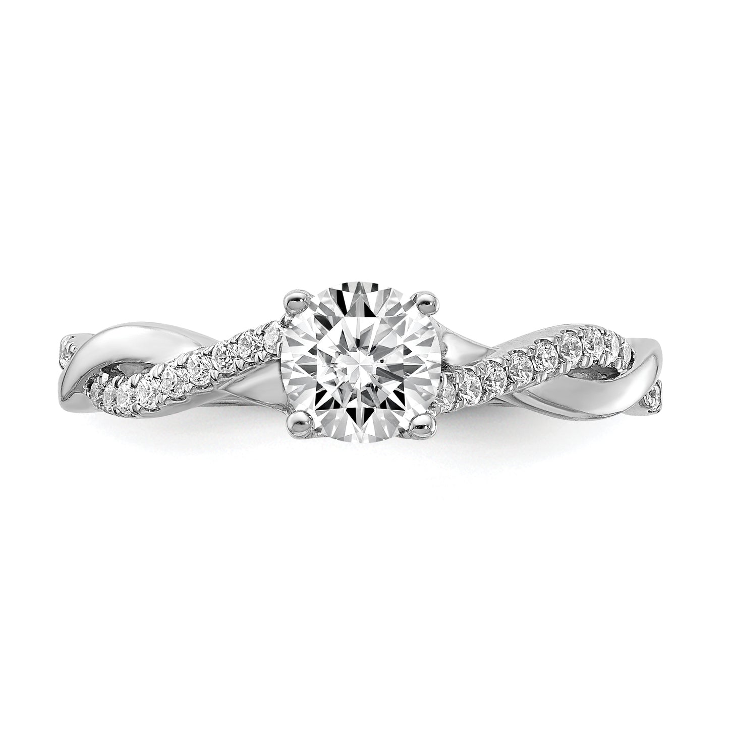 0.50ct. CZ Solid Real 14k White Gold Twist Design Engagement Ring