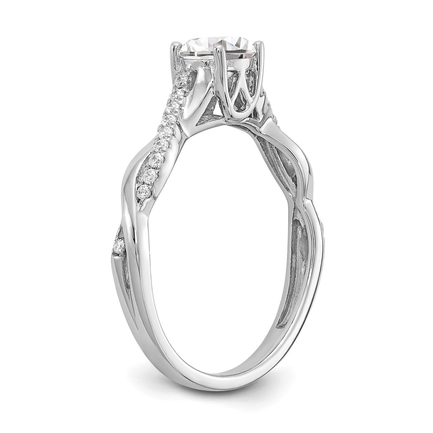 0.50ct. CZ Solid Real 14k White Gold Twist Design Engagement Ring