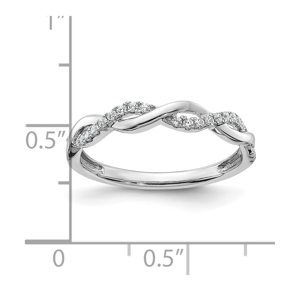 0.12ct. CZ Solid Real 14k White Gold Twist Design Wedding Wedding Band Ring