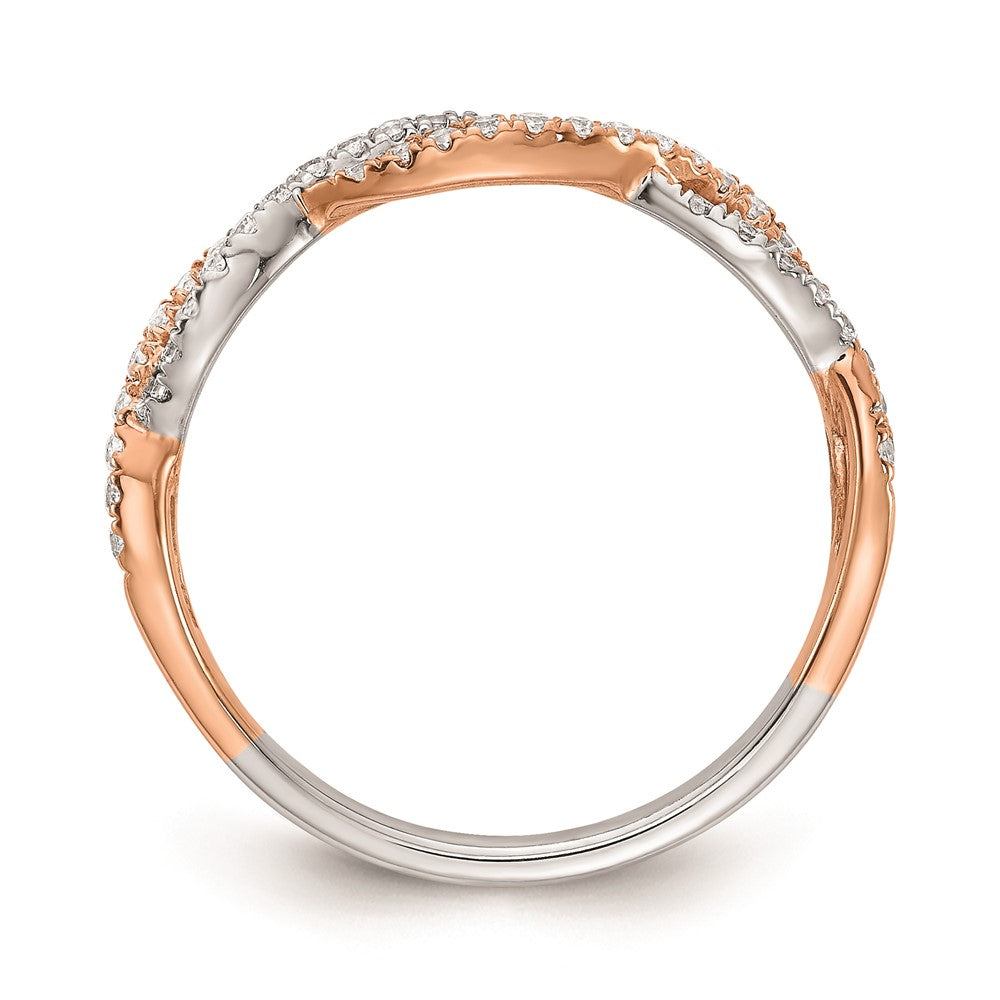 14k White & Rose Gold Real Diamond Wedding Band