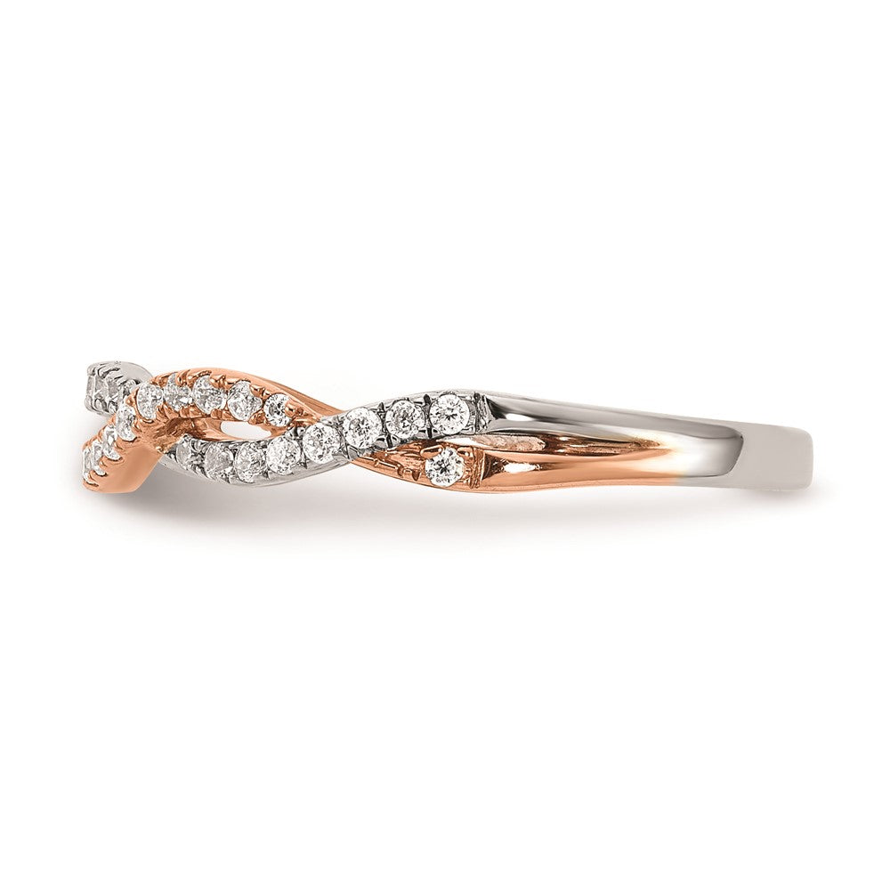 14k White & Rose Gold Real Diamond Wedding Band