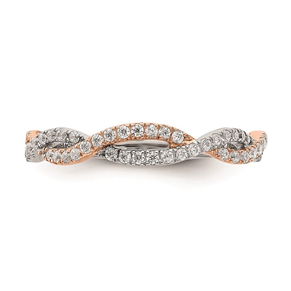 14k White & Rose Gold Real Diamond Wedding Band