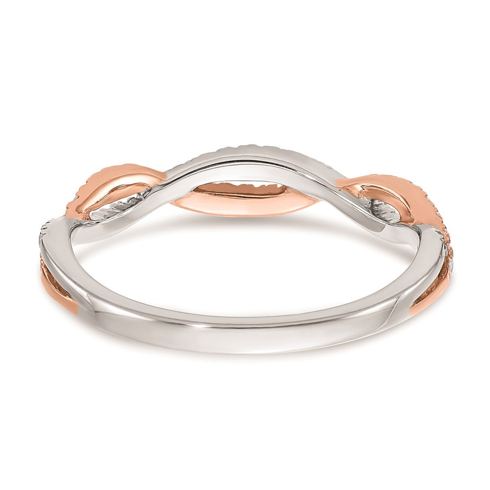 14k White & Rose Gold Real Diamond Wedding Band