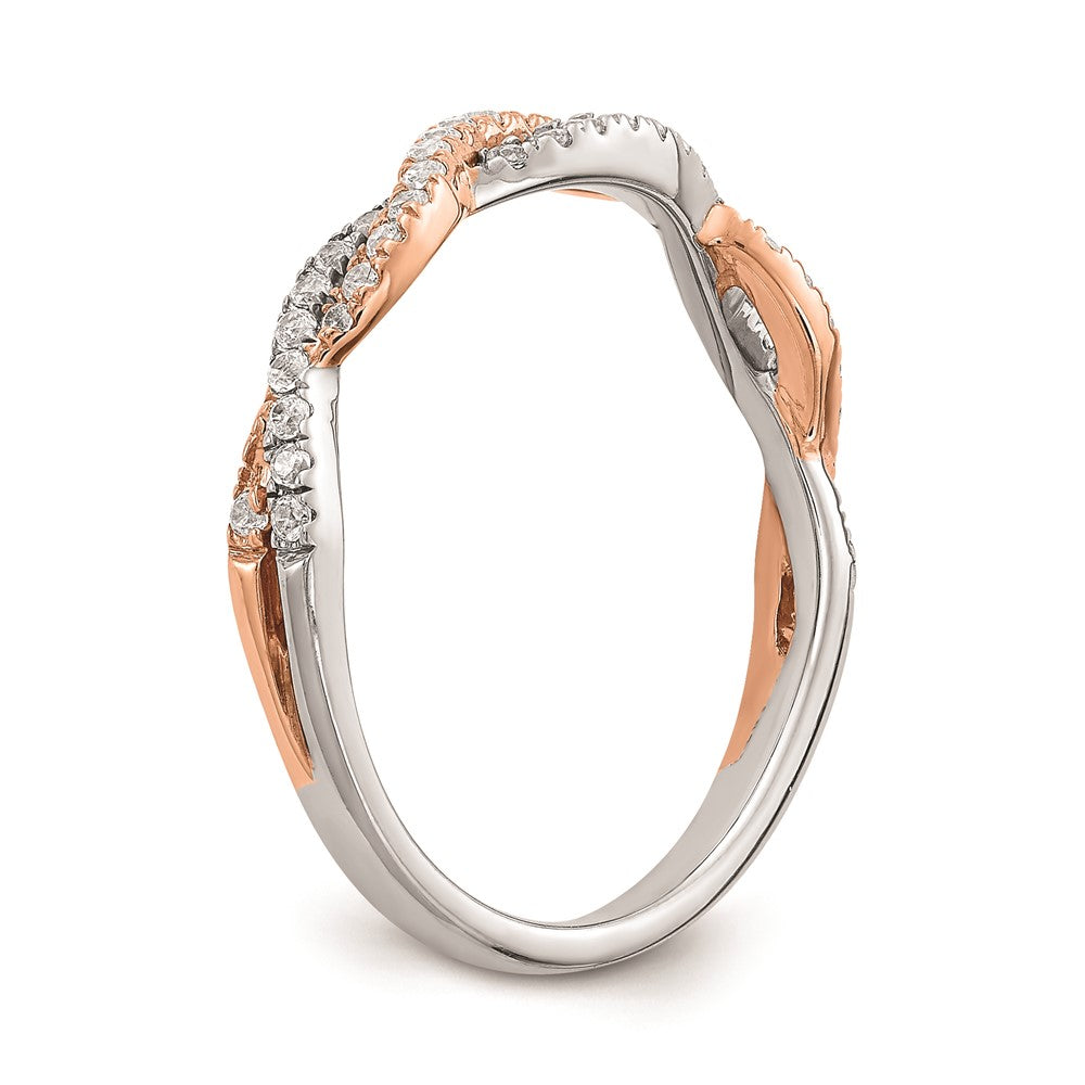 14k White & Rose Gold Real Diamond Wedding Band