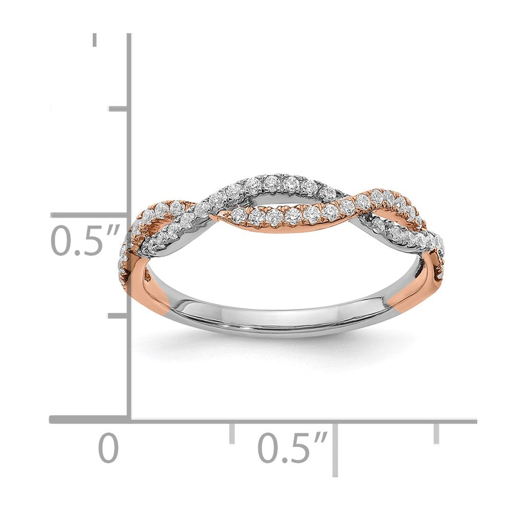 14k White & Rose Gold Real Diamond Wedding Band