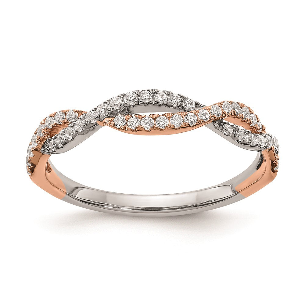 14k White & Rose Gold Real Diamond Wedding Band