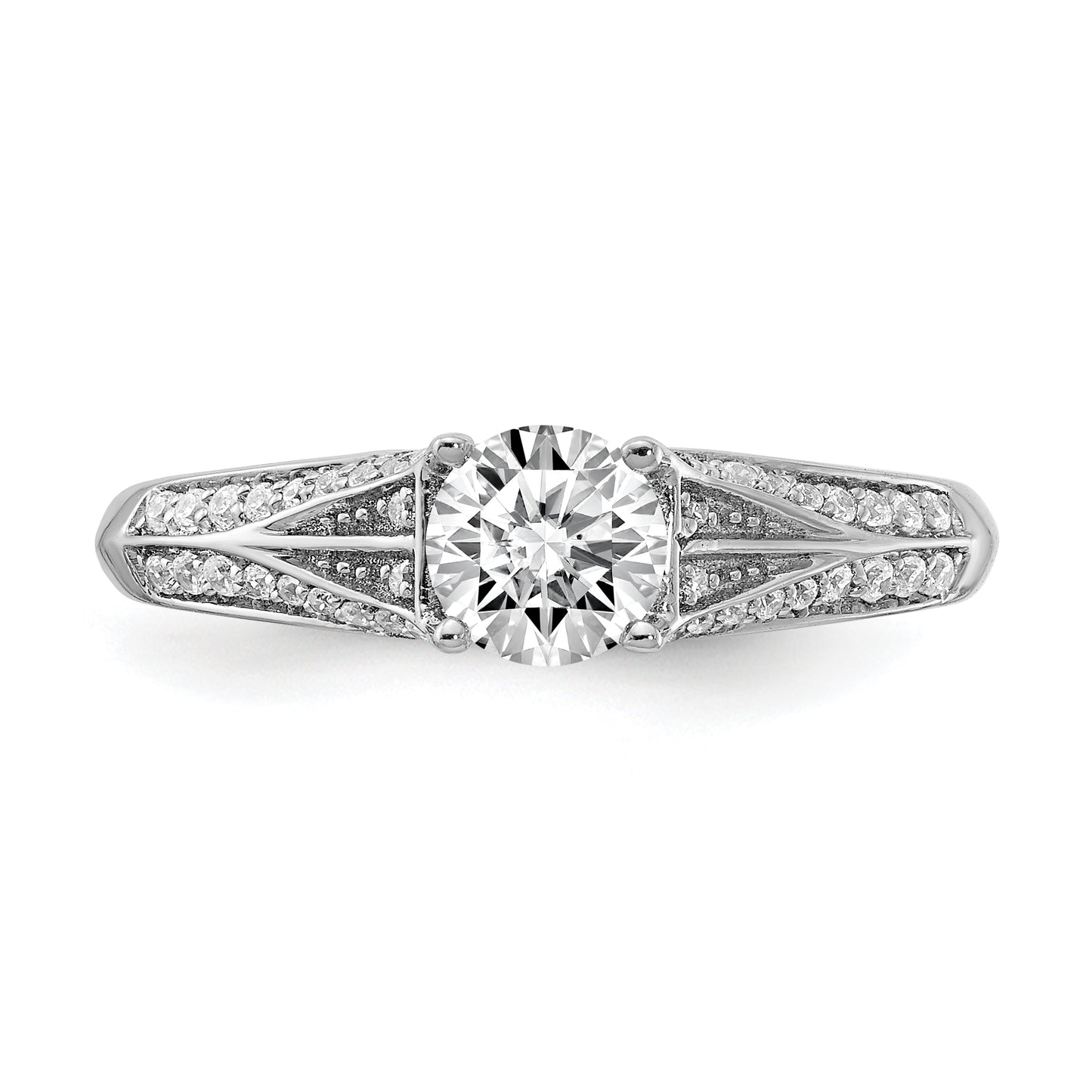 0.50ct. CZ Solid Real 14k White Gold Engagement Ring