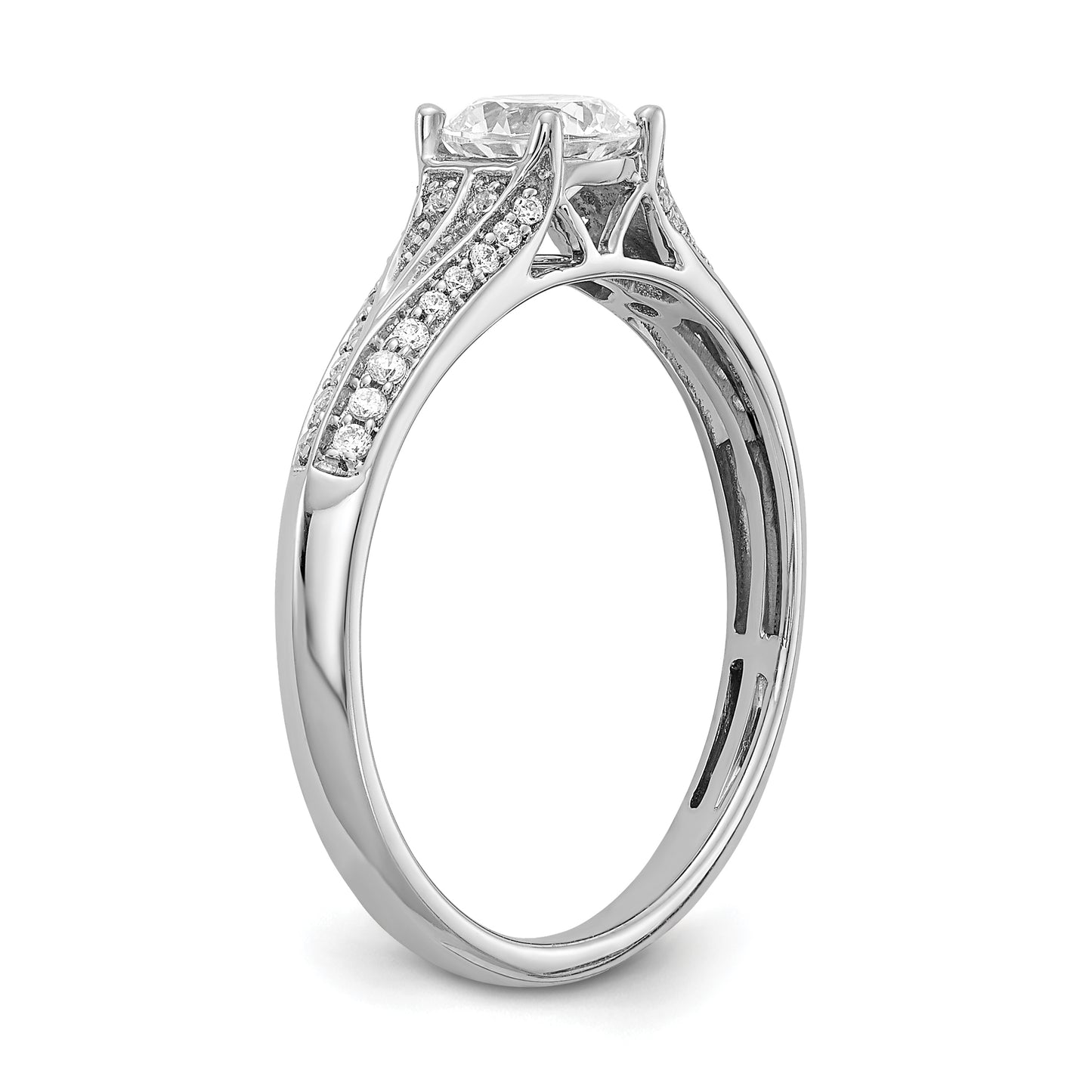 0.50ct. CZ Solid Real 14k White Gold Engagement Ring