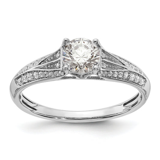 0.50ct. CZ Solid Real 14k White Gold Engagement Ring