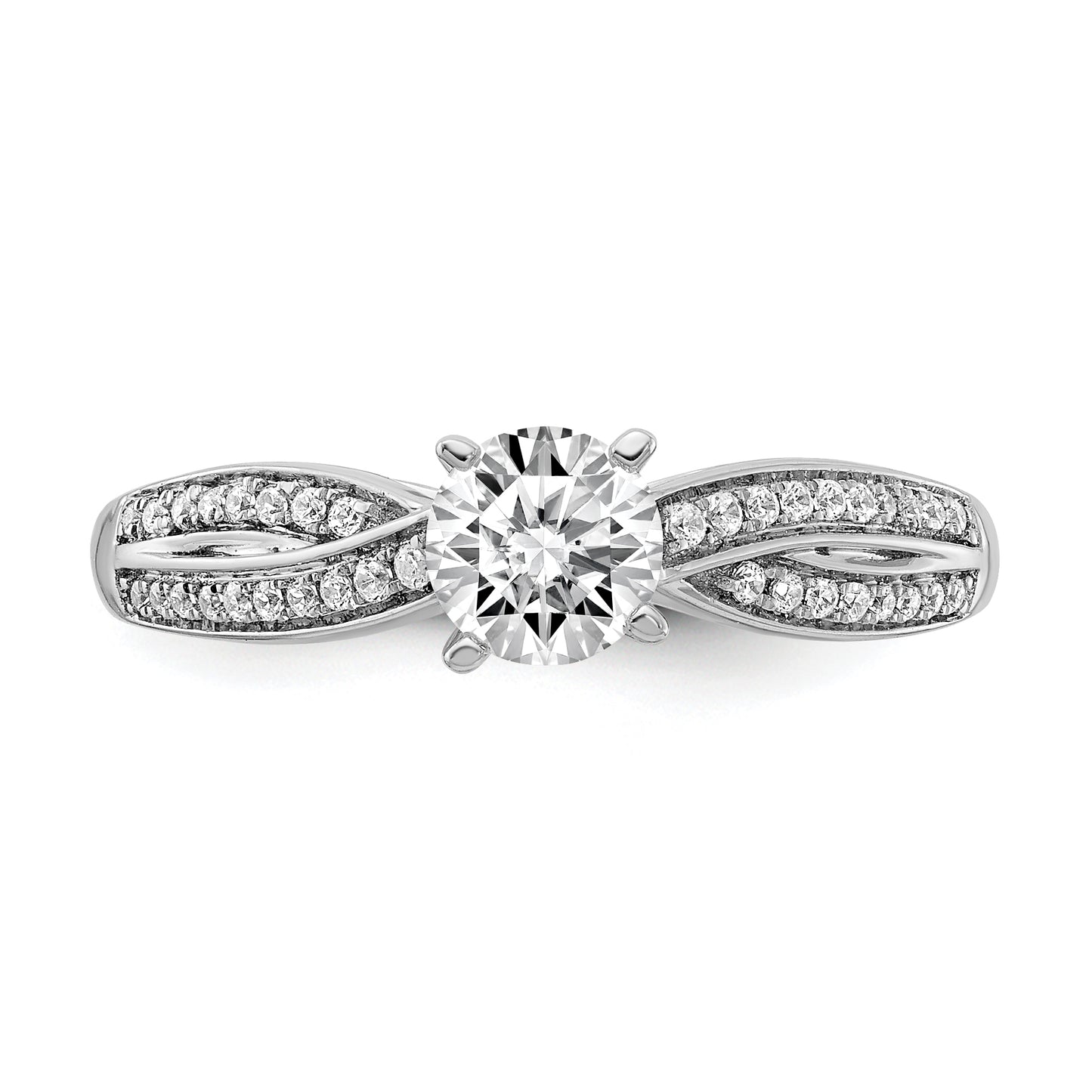 0.50ct. CZ Solid Real 14k White Gold Engagement Ring