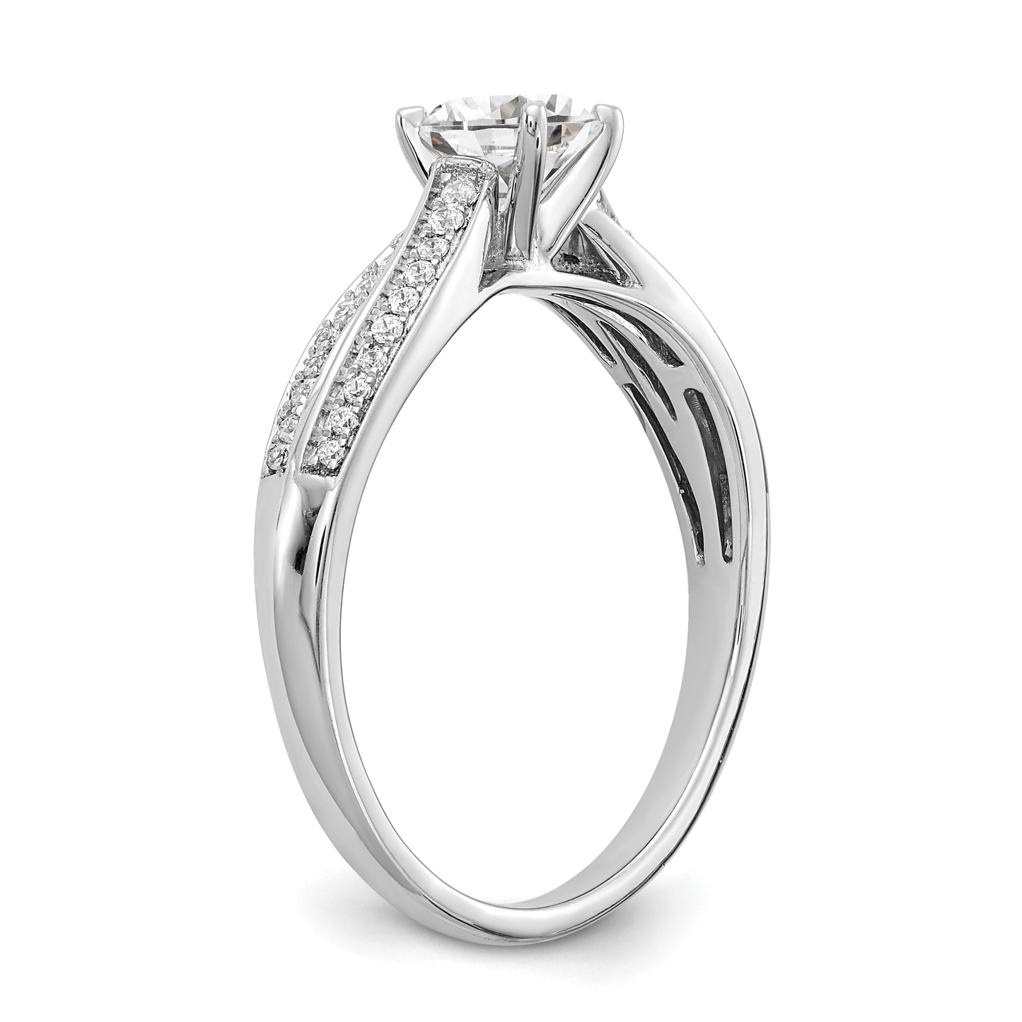 0.50ct. CZ Solid Real 14k White Gold Engagement Ring