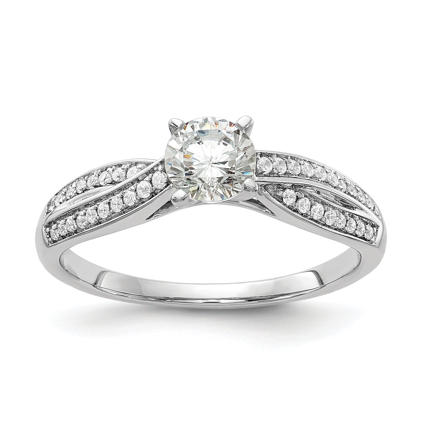 0.50ct. CZ Solid Real 14k White Gold Engagement Ring