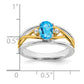 Solid 14k Two-tone Simulated Blue Topaz and CZ Ring