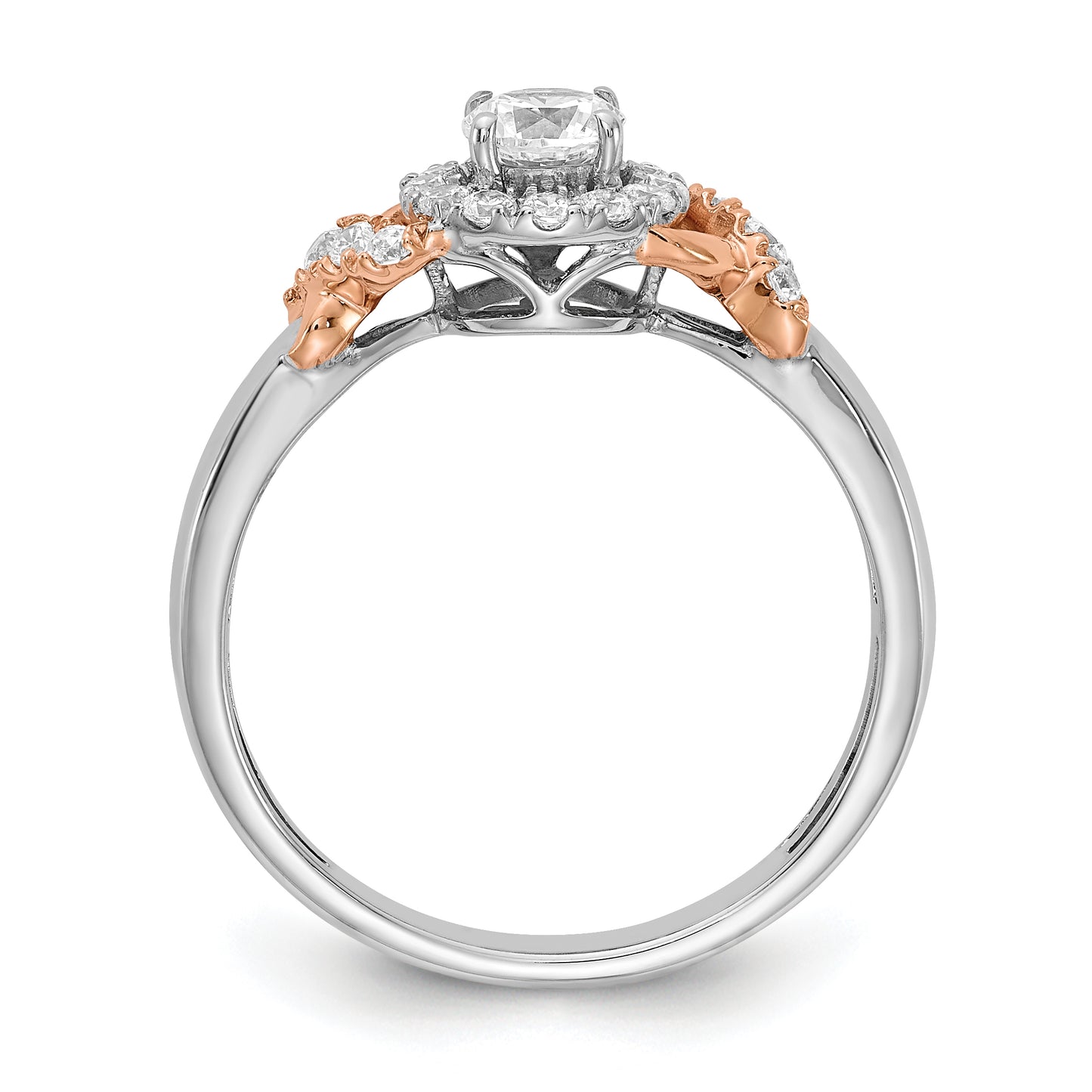 0.33ct. CZ Solid Real 14k White & Rose Gold Engagement Ring