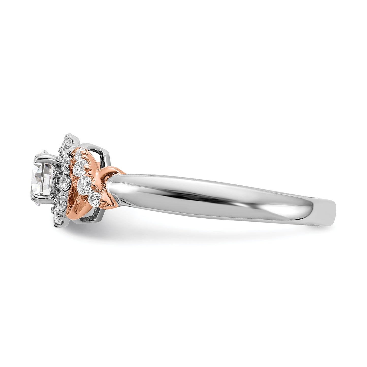 0.33ct. CZ Solid Real 14k White & Rose Gold Engagement Ring