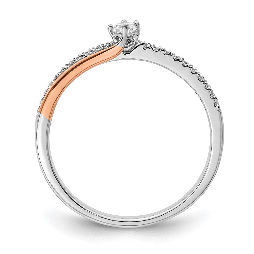 14k White & Rose Gold Real Diamond Promise Ring