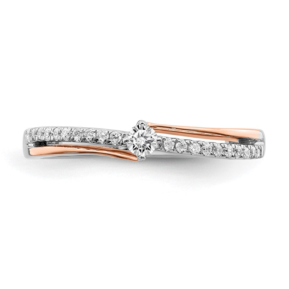 14k White & Rose Gold Real Diamond Promise Ring