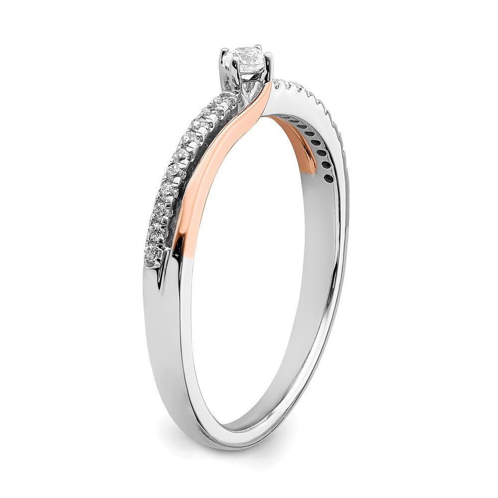 14k White & Rose Gold Real Diamond Promise Ring