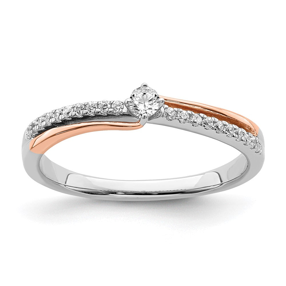 14k White & Rose Gold Real Diamond Promise Ring