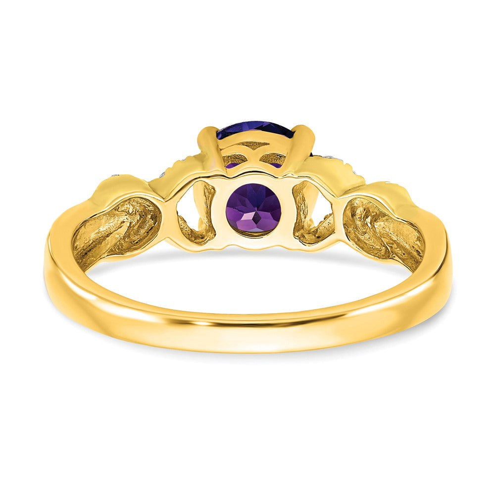 14k Two-Tone Gold Amethyst and Real Diamond Ring