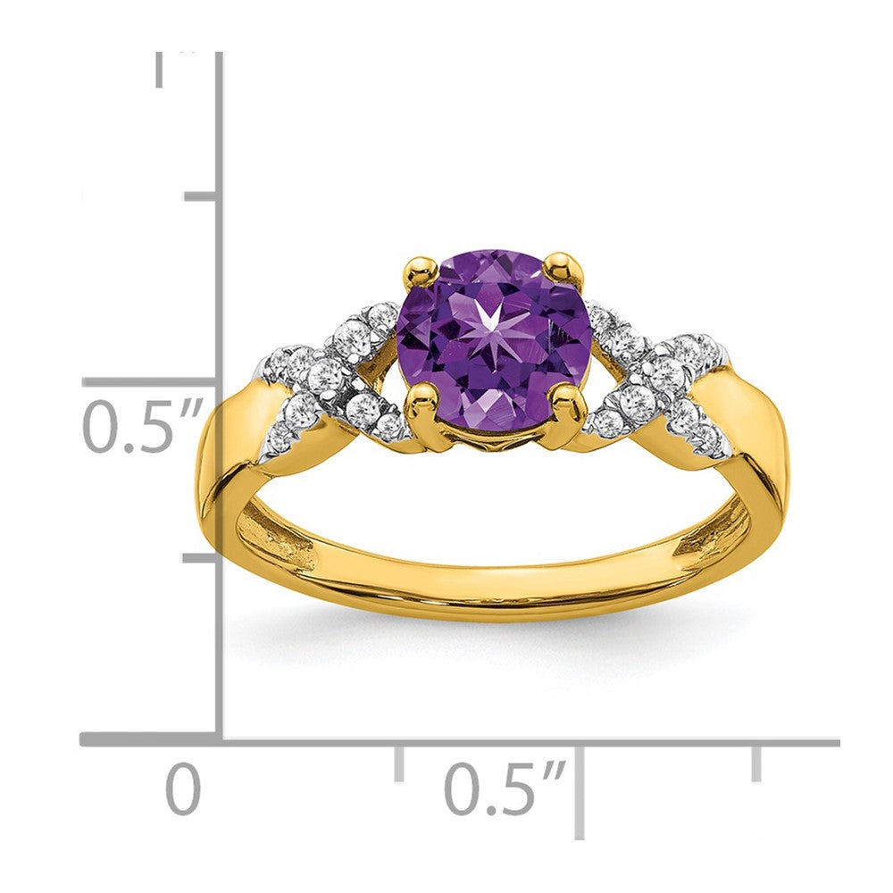 14k Two-Tone Gold Amethyst and Real Diamond Ring