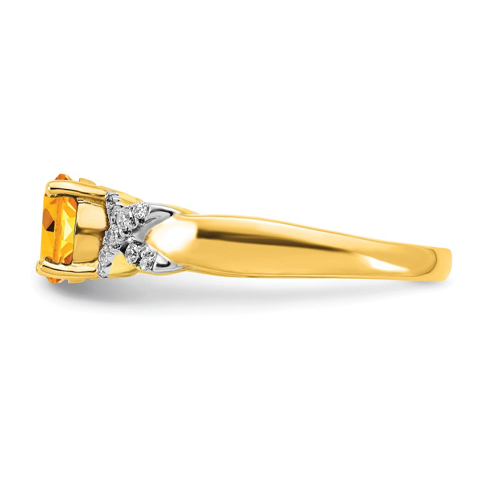 Solid 14k Two-tone Simulated Citrine and CZ Ring