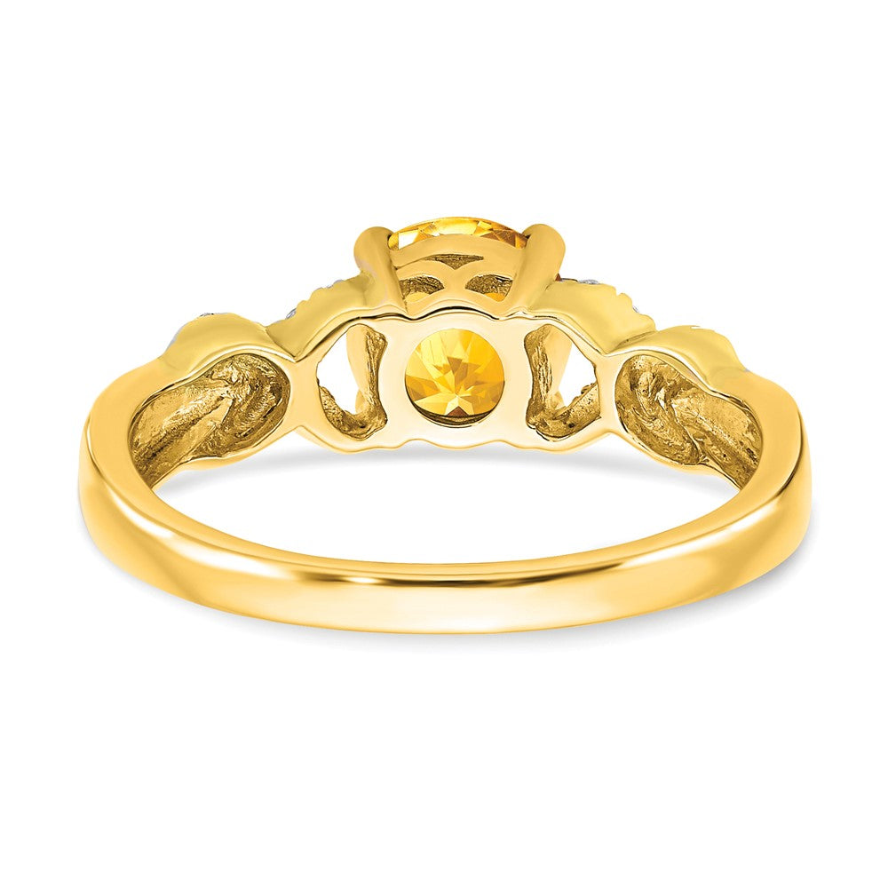 14k Two-Tone Gold Citrine and Real Diamond Ring