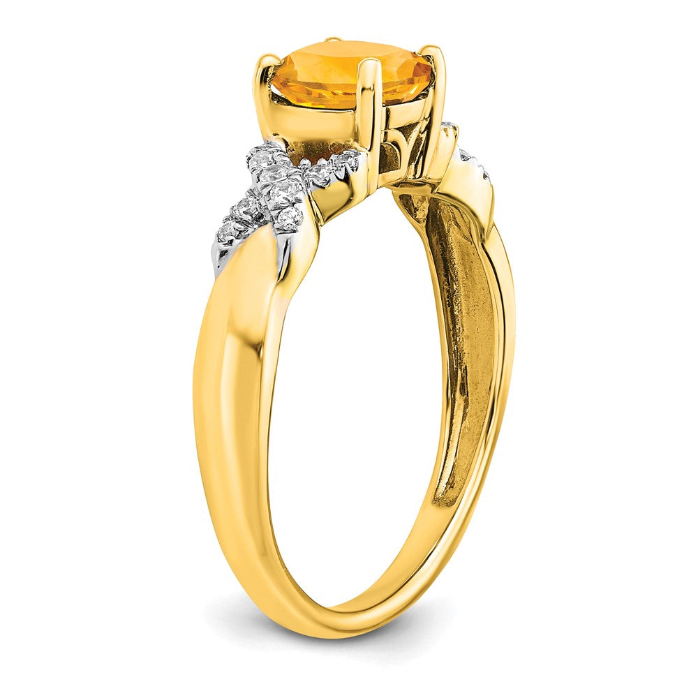 14k Two-Tone Gold Citrine and Real Diamond Ring