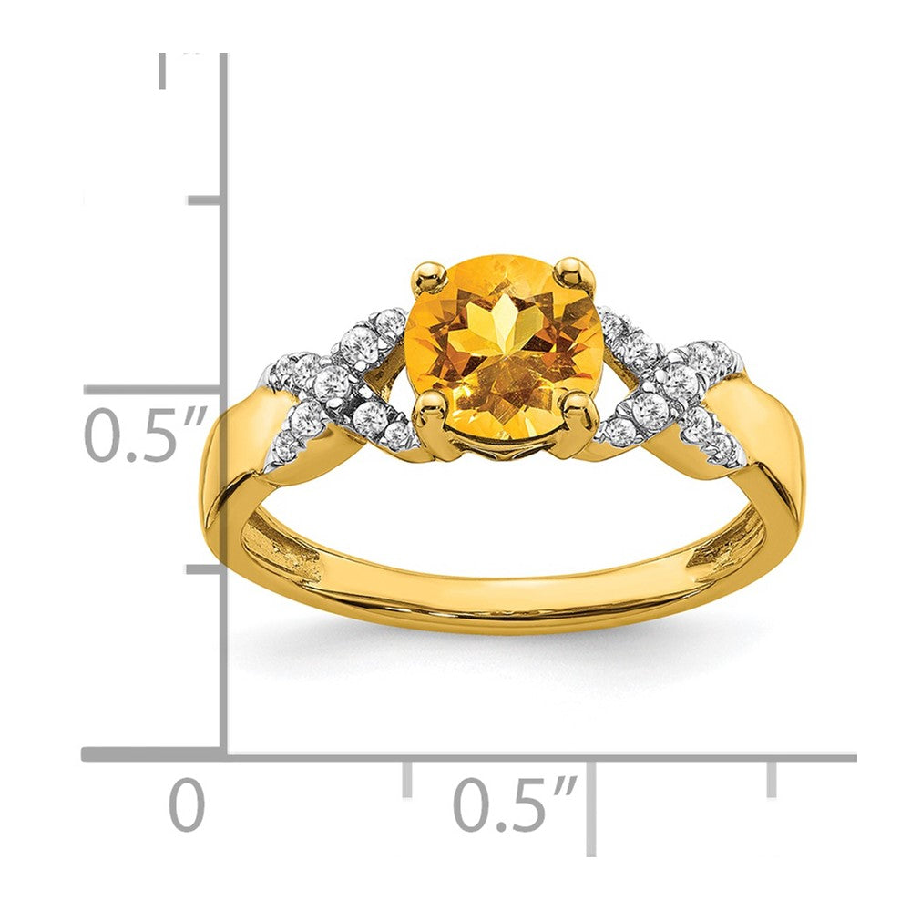 Solid 14k Two-tone Simulated Citrine and CZ Ring