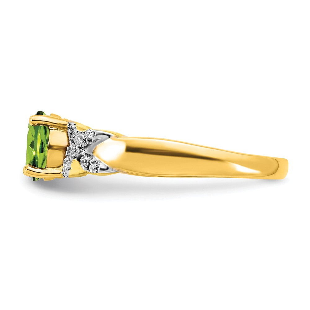 14k Two-Tone Gold Peridot and Real Diamond Ring