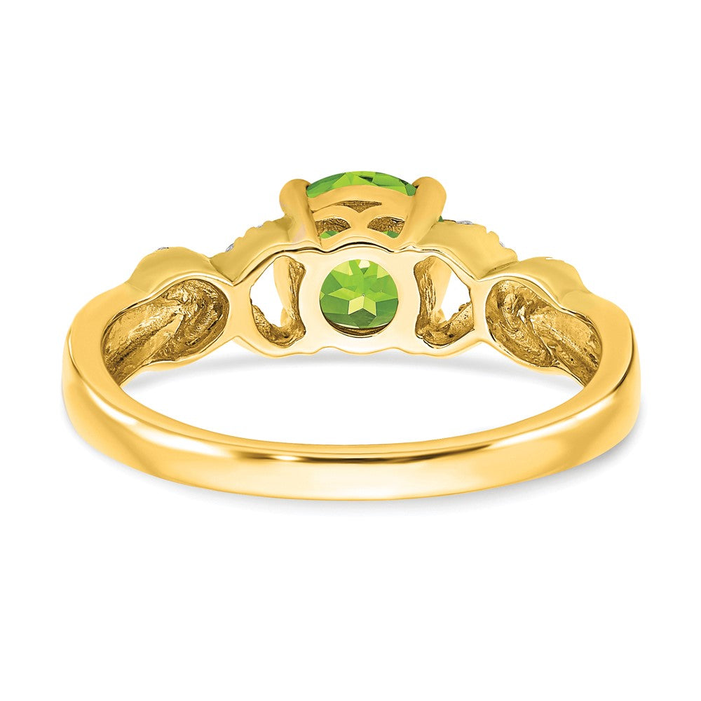 14k Two-Tone Gold Peridot and Real Diamond Ring