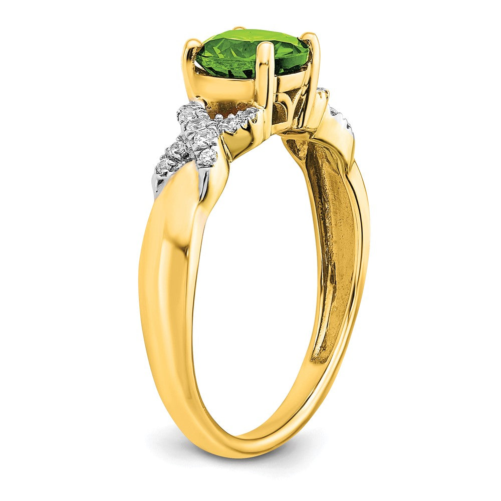 14k Two-Tone Gold Peridot and Real Diamond Ring