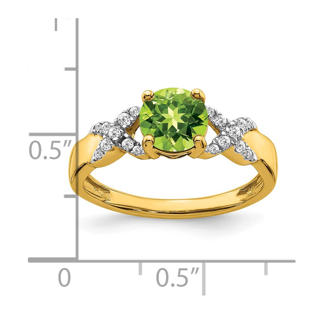 14k Two-Tone Gold Peridot and Real Diamond Ring