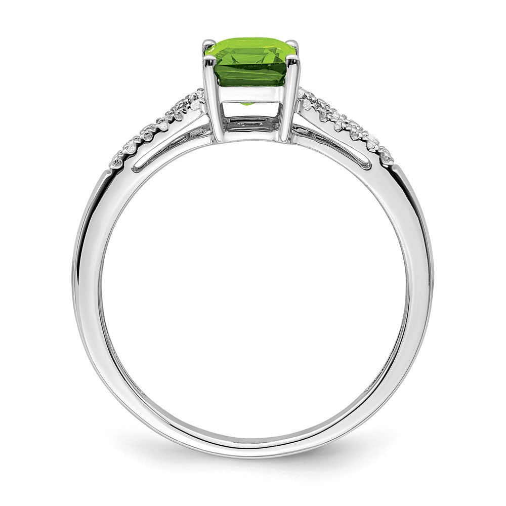 Solid 14k White Gold Simulated Emerald Simulated-cut Peridot and CZ Ring