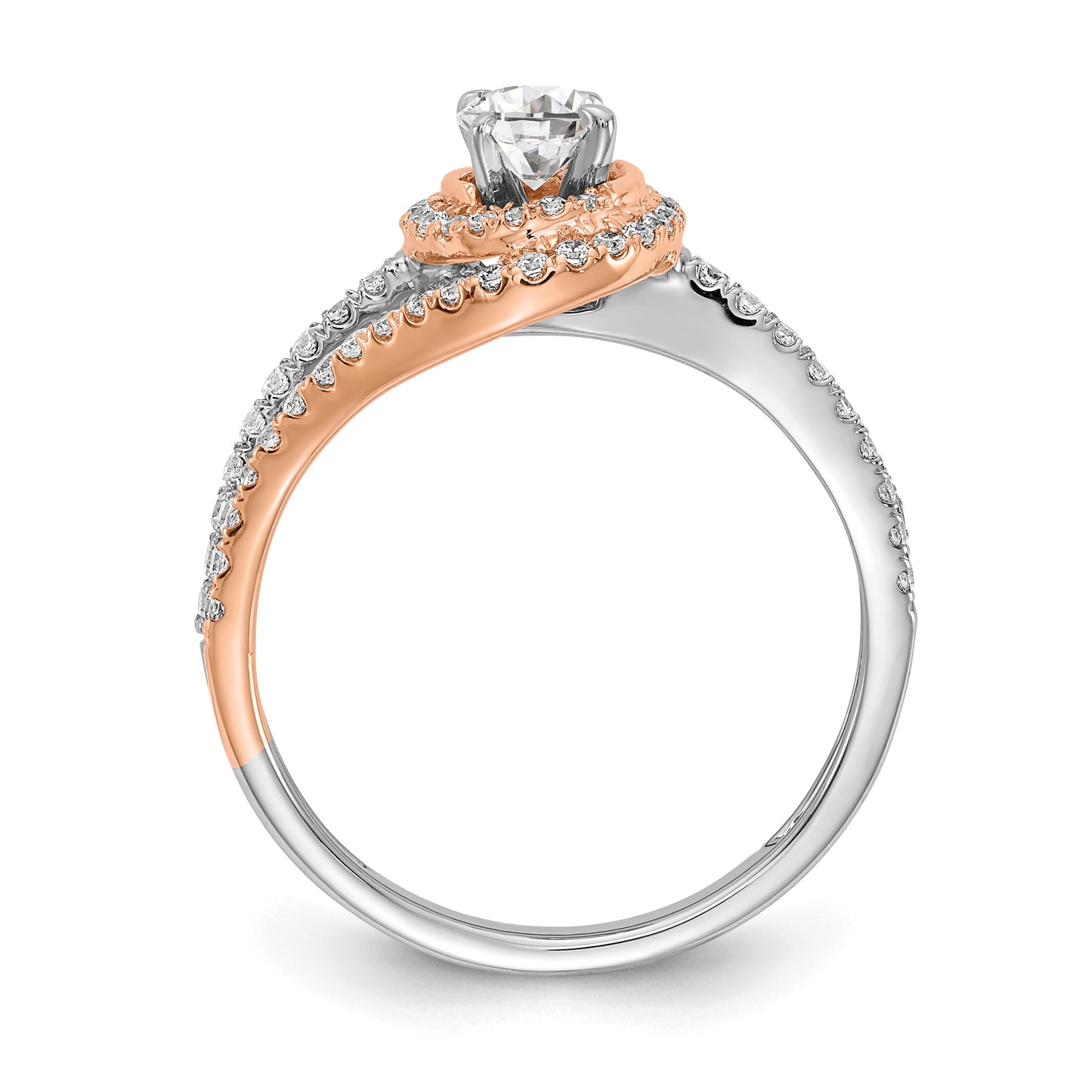 0.33ct. CZ Solid Real 14k White & Rose Gold Engagement Ring