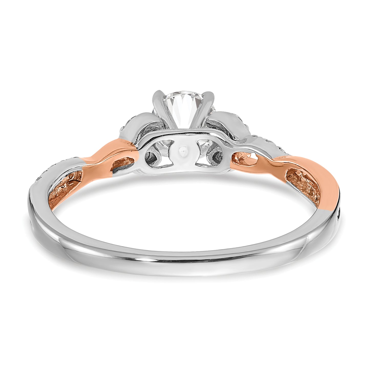 0.33ct. CZ Solid Real 14k White & Rose Gold Engagement Ring