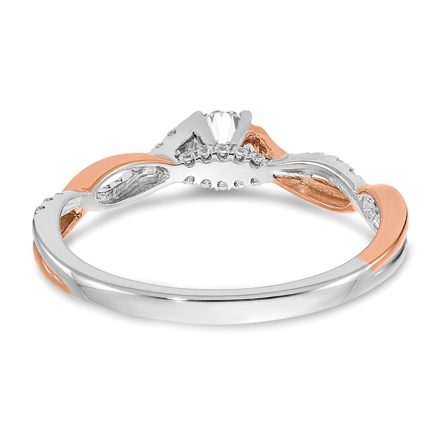 0.25ct. CZ Solid Real 14k White & Rose Gold Engagement Ring