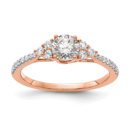 0.25ct. CZ Solid Real 14k Rose Gold Engagement Ring