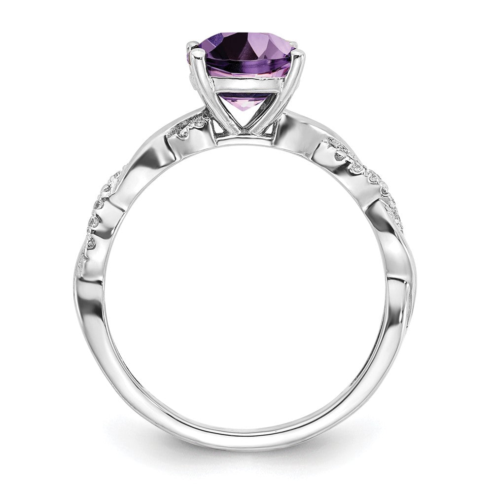 Sterling Silver Amethyst and Diamond Ring