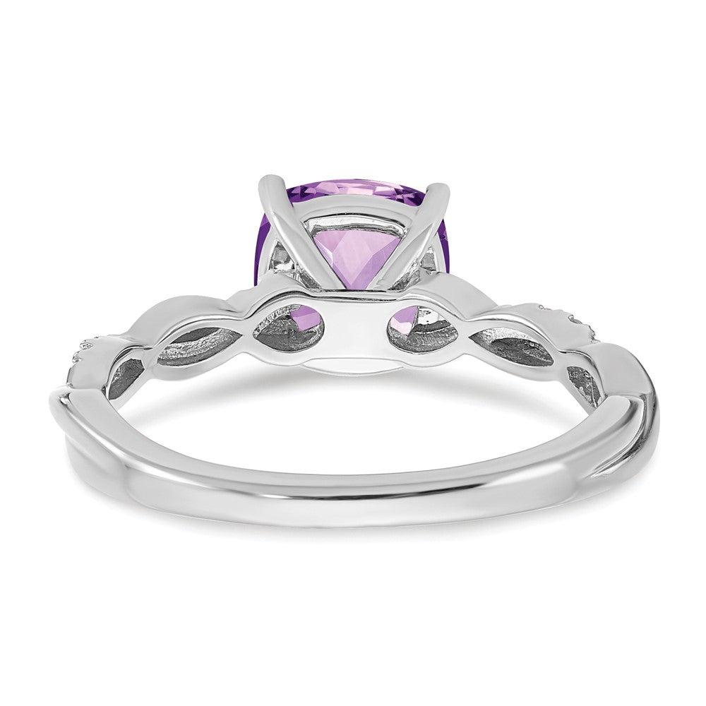 Sterling Silver Amethyst and Diamond Ring