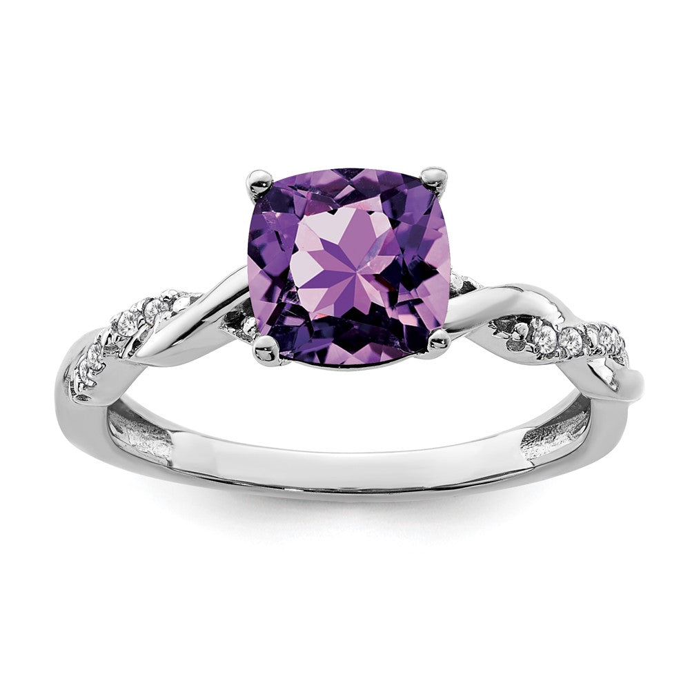 Sterling Silver Amethyst and Diamond Ring