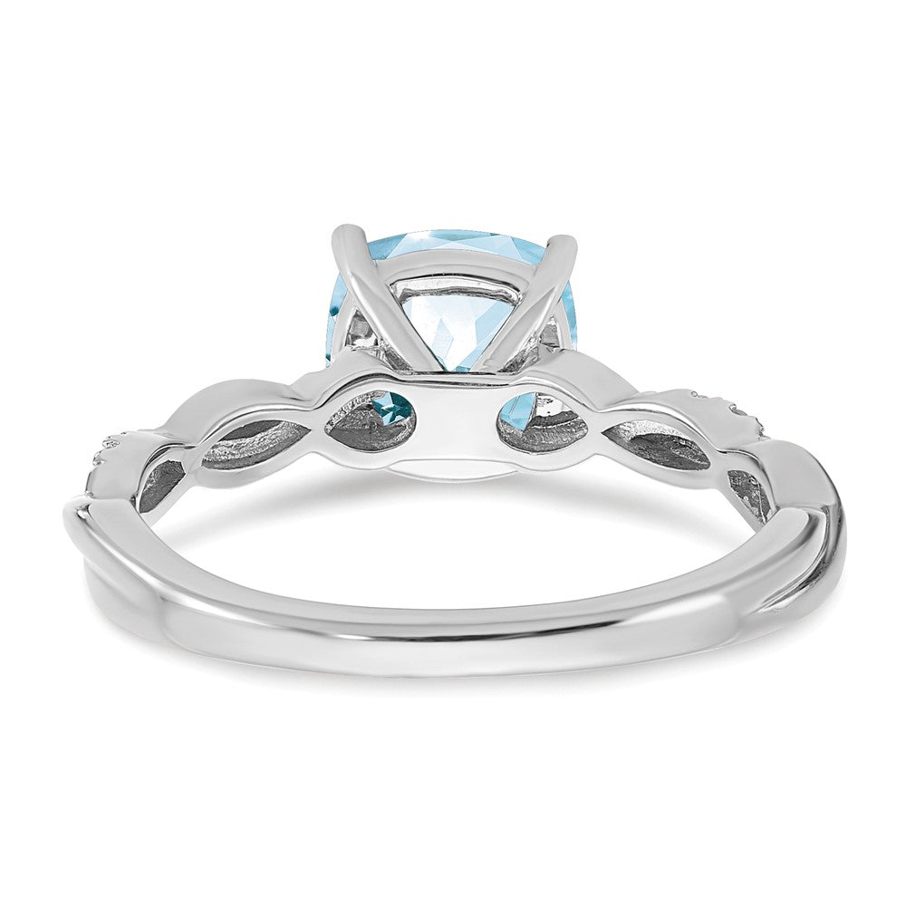 Sterling Silver Aquamarine and Diamond Ring