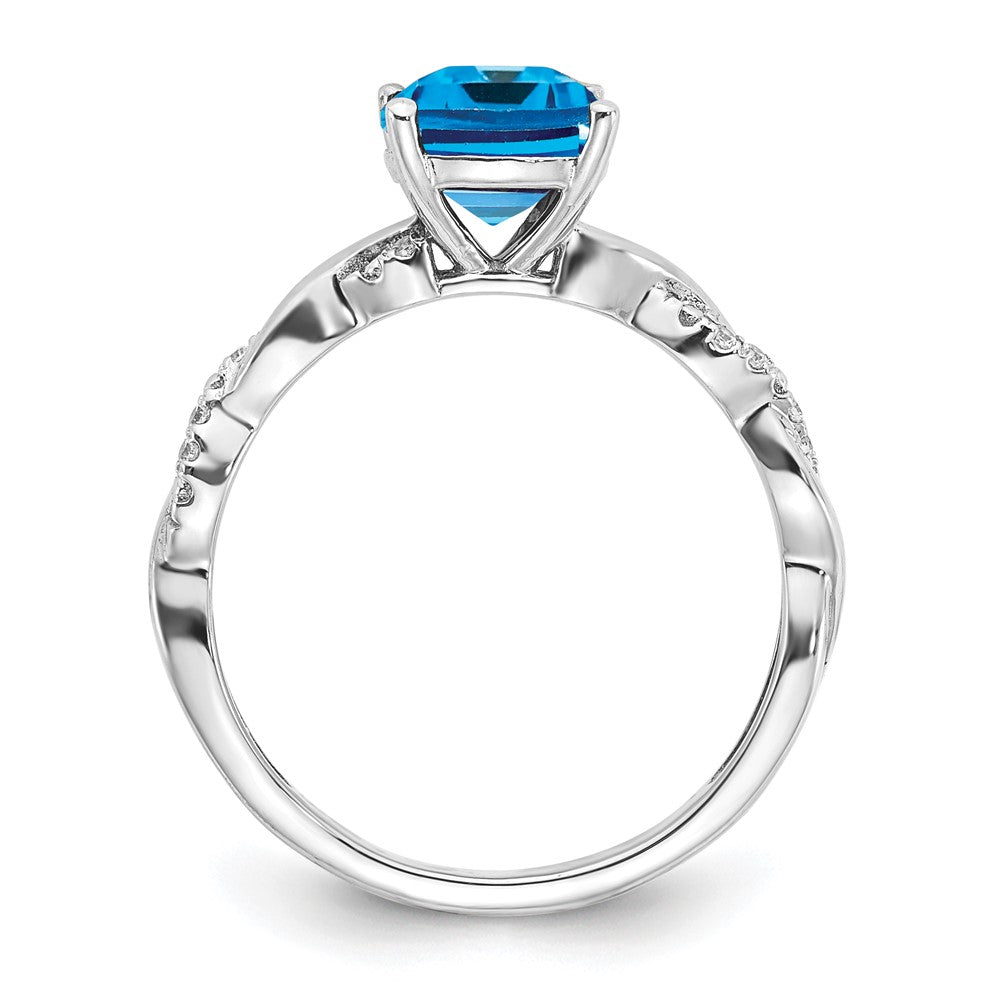 Sterling Silver Blue Topaz and Diamond Ring