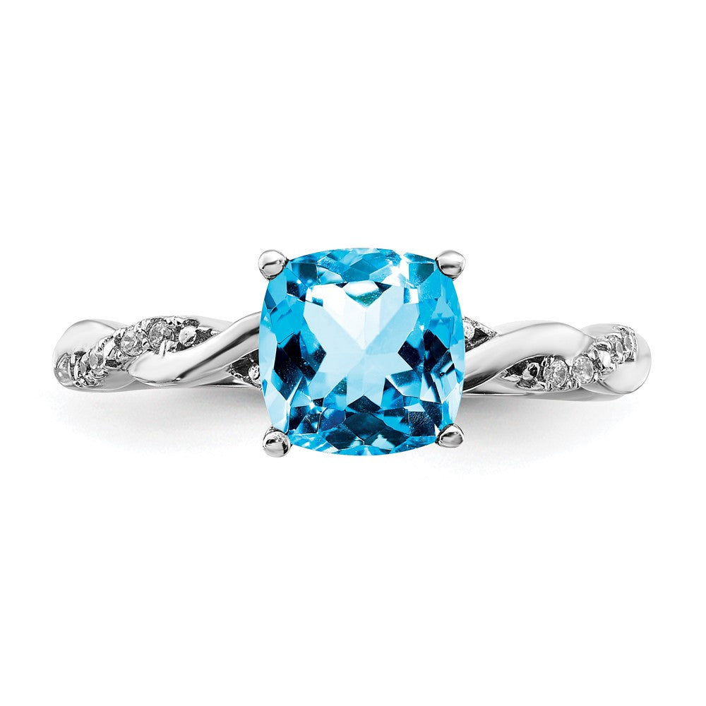 Sterling Silver Blue Topaz and Diamond Ring